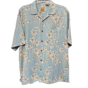 JoS. A. Bank Silk Palm Tree Hawaiian Shirt Men’s L Blue